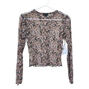 Dry Goods Originality Mesh Floral Cropped Blouse Size Small